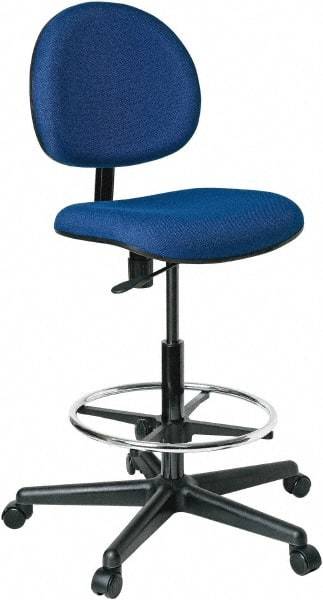 Bevco - 21 to 31" High Adjustable Height Swivel Stool - 27" Wide x 27" Deep, 100% Olefin Seat, Blue - Caliber Tooling