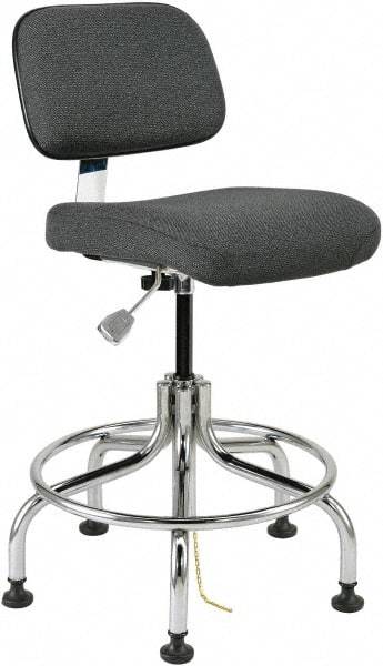 Bevco - 20 to 25" High Adjustable Height Swivel Stool - 27" Wide x 22" Deep, Conductive Cloth Seat, Gray - Caliber Tooling