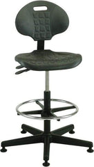 Bevco - 21 to 31" High Adjustable Height Swivel Stool - 27" Wide x 27" Deep, Polyurethane Seat, Black - Caliber Tooling