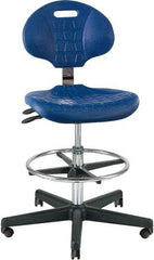 Bevco - 21 to 31" High Adjustable Height Swivel Stool - 27" Wide x 27" Deep, Polyurethane Seat, Blue - Caliber Tooling