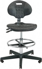 Bevco - 21 to 31" High Adjustable Height Swivel Stool - 27" Wide x 27" Deep, Polyurethane Seat, Black - Caliber Tooling