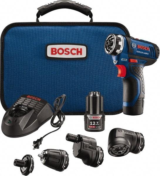 Bosch - 12 Volt 1/4" Chuck Pistol Grip Handle Cordless Drill - 0-400 & 0-1300 RPM, Reversible, 2 Lithium-Ion Batteries Included - Caliber Tooling