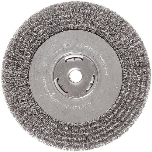 ‎Vortec Pro 4″ Narrow Face Crimped Wire Wheel, .014″ Steel Fill, 5/8″-11 UNC Nut, Retail Pack - Caliber Tooling