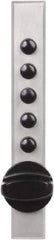 Kaba Access - 14 to 20 Gauge" Door Thickness, Satin Chrome Pushbutton Knob Lockset - 1 Code, Zamak3, Nonkey Override Cylinder - Caliber Tooling