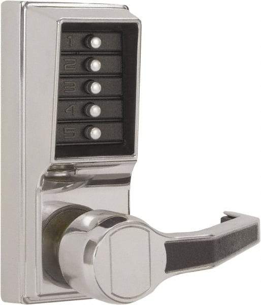 Kaba Access - Combination Entry Lever Lockset - 2-3/4" Back Set, No Cylinder, Zamak3, Satin Chrome Finish - Caliber Tooling