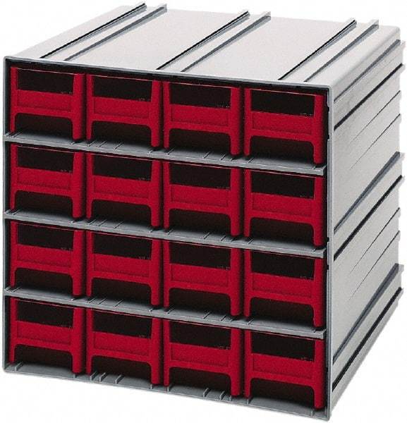 Quantum Storage - 16 Drawer, 16 Compartment, Small Parts Drawer Cabinet System - 11-3/8" Deep x 11-3/4" Wide x 11" High - Caliber Tooling