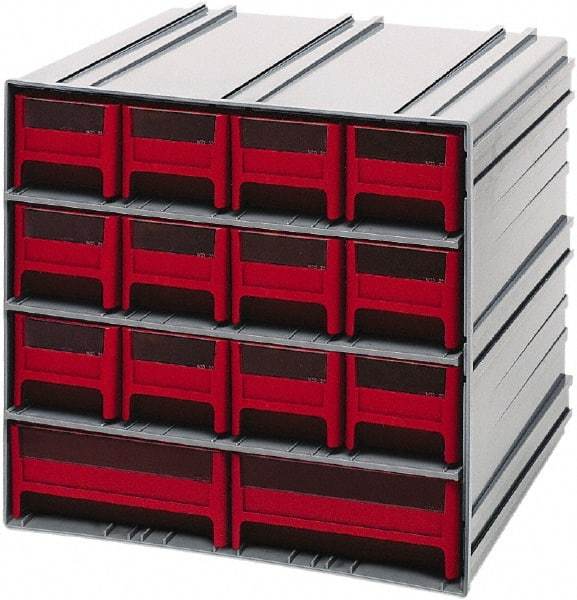 Quantum Storage - 14 Drawer, 14 Compartment, Small Parts Drawer Cabinet System - 11-3/8" Deep x 11-3/4" Wide x 11" High - Caliber Tooling