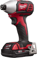 Milwaukee Tool - 18 Volt, 1/4" Drive, 125 Ft/Lb Torque, Cordless Impact Driver - Pistol Grip Handle, 2750 RPM, 2 Lithium-Ion Batteries Included - Caliber Tooling