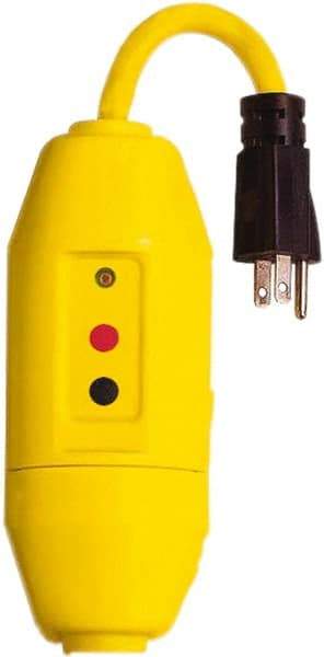 Tower - 1 Outlet, 125 Volt, 15 Amp, Yellow, Load Side User Attachable Inline GFCI - 1-15P NEMA Configuration, cUL, UL File E174279 - Caliber Tooling