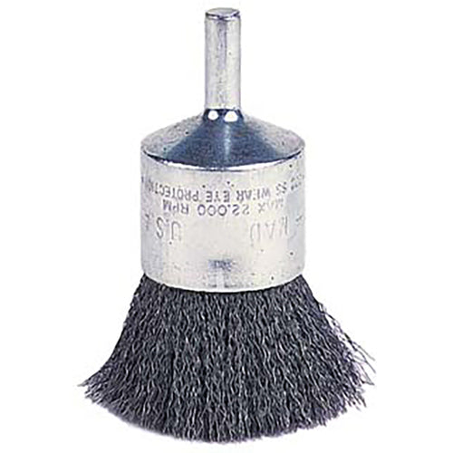 Vortec Pro 1″ Crimped Wire End Brush, .0104″ Wire, 1/4″ Stem, Retail Pack - Caliber Tooling