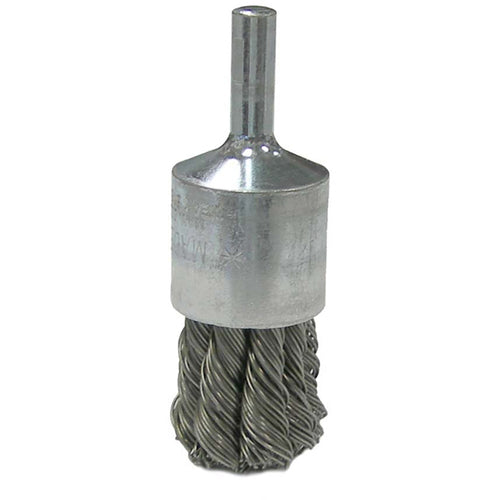 Vortec Pro 3/4″ Knot Wire End Brush, .020″ Steel Fill, 1/4″ Stem, Retail Pack - Caliber Tooling