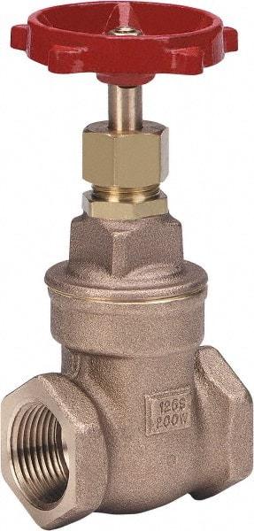 Milwaukee Valve - 1-1/2" Pipe, Class 125, Threaded (NPT) Bronze Solid Wedge Stem Gate Valve - 200 WOG, 125 WSP, Threaded Bonnet, For Use with Water, Oil & Gas - Caliber Tooling