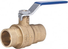 Milwaukee Valve - 3/4" Pipe, Full Port, Brass Full Port Ball Valve - 2 Piece, Solder Ends, Lever Handle, 600 WOG, 150 WSP - Caliber Tooling