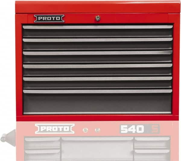 Proto - 6 Drawer Top Tool Chest - 27" Wide x 18" Deep x 19" High, Steel, Safety Red/Gray - Caliber Tooling