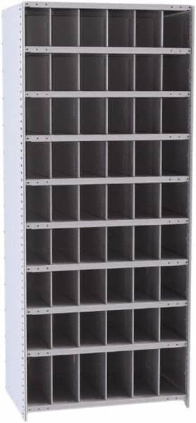 Hallowell - 54 Bin Closed Industrial Bin Shelving - 36 Inch Overall Width x 24 Inch Overall Depth x 87 Inch Overall Height, Gray Metal Bins - Caliber Tooling