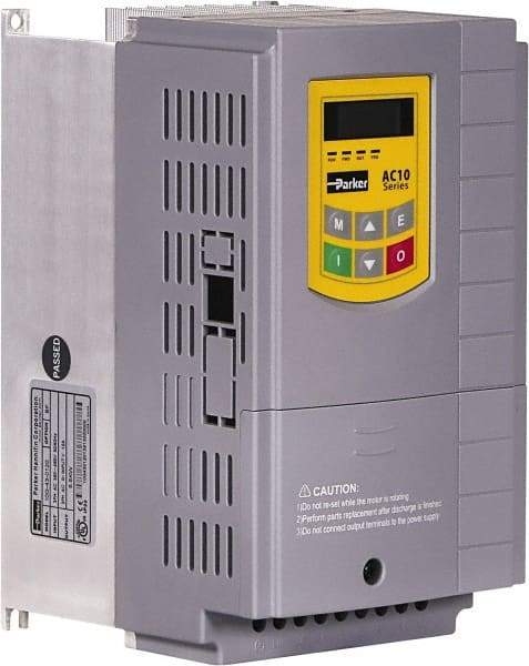 Parker - Three Phase, 460 Volt, 7-1/2 hp, Variable Frequency Drive - 5.43" Wide x 5.98" Deep x 9-1/4" High, IP20 - Caliber Tooling