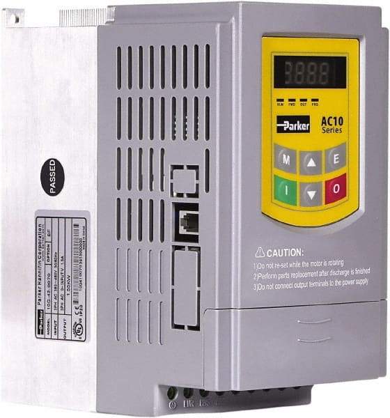 Parker - Three Phase, 230 Volt, 2 hp, Variable Frequency Drive - 4.17" Wide x 5.91" Deep x 7.09" High, IP20 - Caliber Tooling