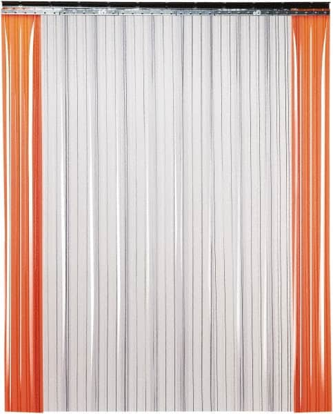 TMI, LLC - 6' Door Width x 8' Door Height PVC Ribbed Strip Door Kit - 8" Strip Width x 0.072" Strip Thickness, Clear, 50% Overlap - Caliber Tooling