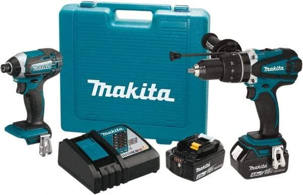 Makita - 18 Volt Cordless Tool Combination Kit - Includes 1/2" Hammer Drill/Driver & Impact Driver, Lithium-Ion Battery Included - Caliber Tooling