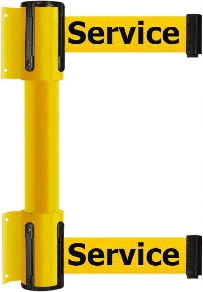 Tensator - 16.64" High x 89" Long x 3" Wide Barrier Dual Line Wall Mount - Steel, Yellow Powdercoat Finish, Yellow, Use with 898 Wall Receiver - Caliber Tooling