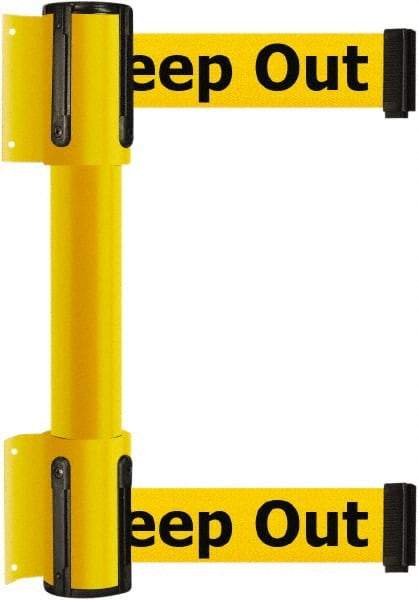 Tensator - 16.64" High x 89" Long x 3" Wide Barrier Dual Line Wall Mount - Steel, Yellow Powdercoat Finish, Yellow, Use with 898 Wall Receiver - Caliber Tooling