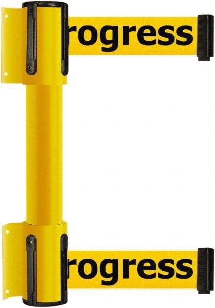 Tensator - 16.64" High x 156" Long x 3" Wide Barrier Dual Line Wall Mount - Steel, Yellow Powdercoat Finish, Yellow, Use with 898 Wall Receiver - Caliber Tooling