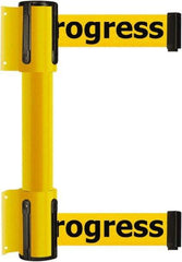 Tensator - 16.64" High x 89" Long x 3" Wide Barrier Dual Line Wall Mount - Steel, Yellow Powdercoat Finish, Yellow, Use with 898 Wall Receiver - Caliber Tooling