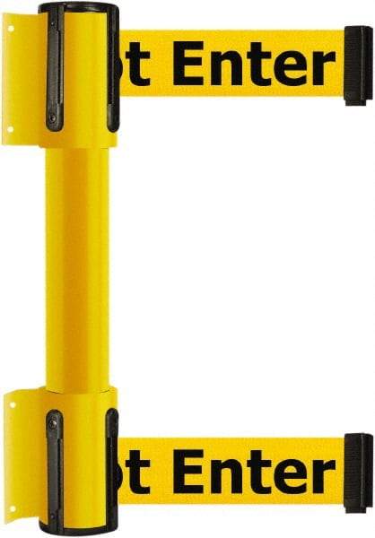 Tensator - 16.64" High x 89" Long x 3" Wide Barrier Dual Line Wall Mount - Steel, Yellow Powdercoat Finish, Yellow, Use with 898 Wall Receiver - Caliber Tooling