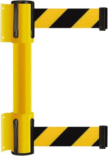 Tensator - 16.64" High x 89" Long x 3" Wide Barrier Dual Line Wall Mount - Steel, Yellow Powdercoat Finish, Yellow, Use with 898 Wall Receiver - Caliber Tooling