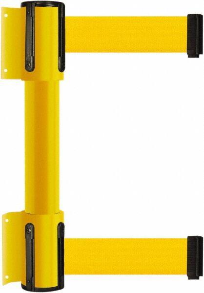 Tensator - 16.64" High x 89" Long x 3" Wide Barrier Dual Line Wall Mount - Steel, Yellow Powdercoat Finish, Yellow, Use with 898 Wall Receiver - Caliber Tooling