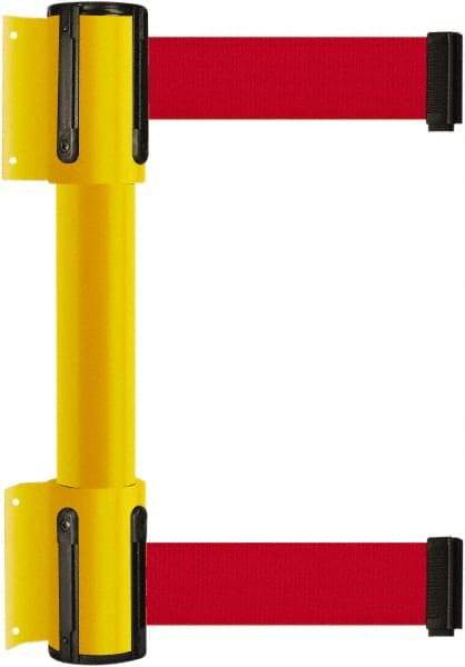 Tensator - 16.64" High x 89" Long x 3" Wide Barrier Dual Line Wall Mount - Steel, Yellow Powdercoat Finish, Yellow, Use with 898 Wall Receiver - Caliber Tooling