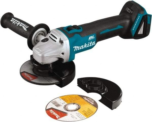 Makita - 5" Wheel Diam, 8,500 RPM, Cordless Angle & Disc Grinder - 5/8-11 Spindle, 18 Volts - Caliber Tooling