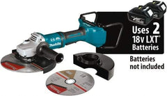 Makita - 9" Wheel Diam, 6,000 RPM, Cordless Angle & Disc Grinder - 5/8-11 Spindle, 18 Volts - Caliber Tooling