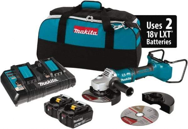 Makita - 7" Wheel Diam, 7,700 RPM, Cordless Angle & Disc Grinder - 5/8-11 Spindle, 18 Volts - Caliber Tooling