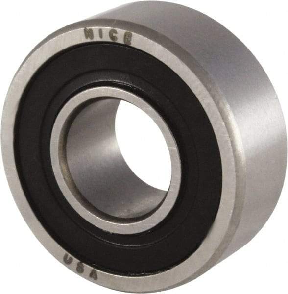 Nice - 3/8" Bore Diam, 29/32" OD, Double Seal Precision Ground Radial Ball Bearing - 5/16" Wide, 1 Row, Round Bore, 300 Lb Static Capacity, 698 Lb Dynamic Capacity - Caliber Tooling