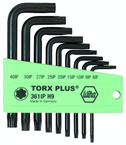 9 Piece - IP8; IP9; IP10; IP15; IP20; IP25; IP27; IP30; IP40 - Black Finish - TorxPlus L-Key Short Arm Set - Caliber Tooling