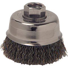 Vortec Pro 3″ Crimped Wire Cup Brush, .014″ Steel Fill, 5/8″-11 UNC Nut - Caliber Tooling