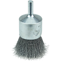 Vortec Pro 1″ Crimped Wire End Brush, .0104″ Steel Fill, 1/4″ Stem - Caliber Tooling