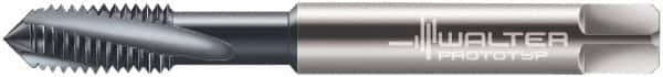 Walter-Prototyp - M6x1.00 Metric 3 Flute 6H Modified Bottoming Spiral Flute Tap - Solid Carbide, TiCN Finish, 80mm OAL, Right Hand Flute, Right Hand Thread, Series 8041006 - Exact Industrial Supply