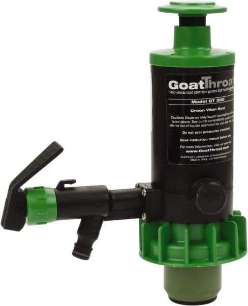 GoatThroat Pumps - 3/8" Outlet, 4 GPM, Polypropylene Hand Operated Transfer Pump - 56" OAL, For up to 55 Gal Drums, For Biodiesel, Lightweight Synthetic Oils, Pesticides, Solvents, Acids & Other Corrosive Chemicals - Caliber Tooling