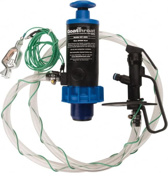 GoatThroat Pumps - 3/8" Outlet, 4 GPM, Polypropylene Hand Operated Transfer Pump - 56" OAL, For up to 55 Gal Drums, For Class I & II Flammable & Combustible Liquids - Caliber Tooling