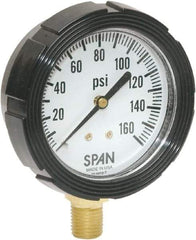 Span - 2-1/2" Dial, 1/4 Thread, 0-1,500 Scale Range, Pressure Gauge - Center Back Connection Mount, Accurate to 1% Full-Scale of Scale - Caliber Tooling