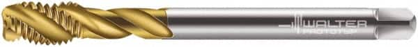 Walter-Prototyp - M16x2.00 Metric 4 Flute 6H Modified Bottoming Spiral Flute Tap - Cobalt, TiN Finish, 110mm OAL, Right Hand Flute, Right Hand Thread, Series 7056775 - Caliber Tooling