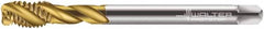 Walter-Prototyp - M14x2.00 Metric 3 Flute 6H Modified Bottoming Spiral Flute Tap - Cobalt, TiN Finish, 110mm OAL, Right Hand Flute, Right Hand Thread, Series 7056775 - Exact Industrial Supply