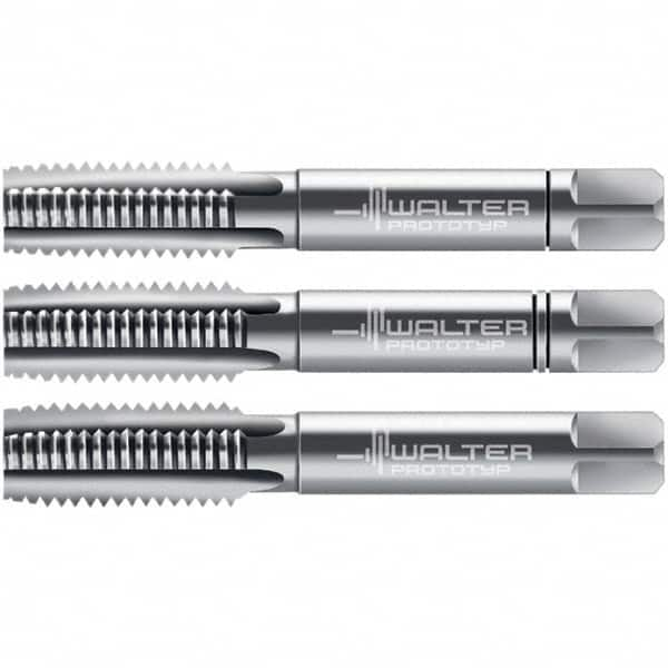 Walter-Prototyp - M5x0.80 Metric, 3 Flute, Modified Bottoming, Plug & Taper, Bright Finish, High Speed Steel Tap Set - Right Hand Cut, 50mm OAL, 0.5118" Thread Length, 6H Class of Fit, Series 30060 - Caliber Tooling