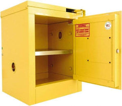 Securall Cabinets - 1 Door, 1 Shelf, Yellow Steel Standard Safety Cabinet for Flammable and Combustible Liquids - 24" High x 17" Wide x 17" Deep, Self Closing Door, 3 Point Key Lock, 4 Gal Capacity - Caliber Tooling