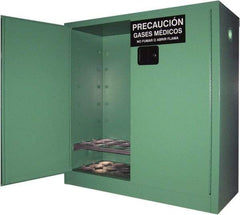 Securall Cabinets - 2 Door, Green Steel Standard Safety Cabinet for Flammable and Combustible Liquids - 44" High x 43" Wide x 18" Deep, Manual Closing Door, 3 Point Key Lock, D, E Cylinder Capacity - Caliber Tooling