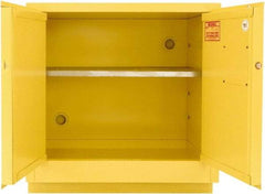 Securall Cabinets - 2 Door, 1 Shelf, Yellow Steel Under the Counter Safety Cabinet for Flammable and Combustible Liquids - 35-9/16" High x 35" Wide x 22" Deep, Manual Closing Door, 3 Point Key Lock, 24 Gal Capacity - Caliber Tooling