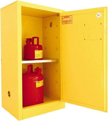 Securall Cabinets - 1 Door, 1 Shelf, Yellow Steel Standard Safety Cabinet for Flammable and Combustible Liquids - 44" High x 23-3/16" Wide x 18" Deep, Manual Closing Door, 3 Point Key Lock, 16 Gal Capacity - Caliber Tooling