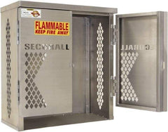 Securall Cabinets - 1 Door, 1 Shelf, Yellow Steel Standard Safety Cabinet for Flammable and Combustible Liquids - 33" High x 31" Wide x 16" Deep, Manual Closing Door, Padlockable Hasp, 20 or 33 Lb Cylinder Capacity - Caliber Tooling